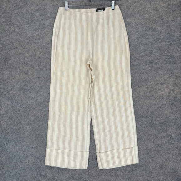 Reformation Pants - Reformation Wide Leg Striped Pants Womens 6 Cuffed High Rise Surplus Fabric USA‎